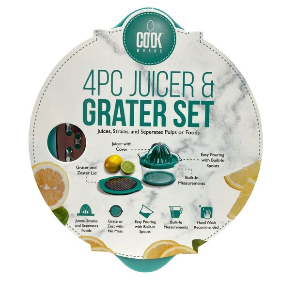 4-Piece Manual Juicer & Grater set Juice, Strain, Zest, Separates, Measures NEW - Picture 2 of 14